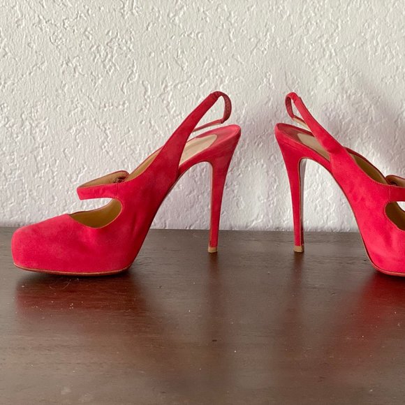 Christian Louboutin Red Suede Mary Janes - Picture 2 of 5